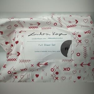 NEW London Kaye Valentine Hearts Arrows XOXO Super Soft Sheet Set Full -NWT